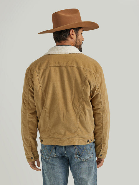 Wrangler Men's Cowboy Cut Sherpa Lined Corduroy Brown Jacket