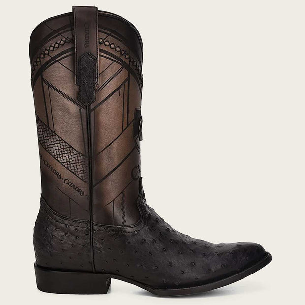 Cuadra Mens Engraved ostrich leather western boot 2C2FA1