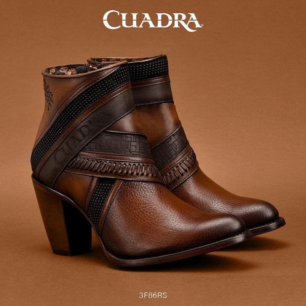 CUADRA WOMENS 3F86RS COWHIDE LEATHER ANKLE BOOTS