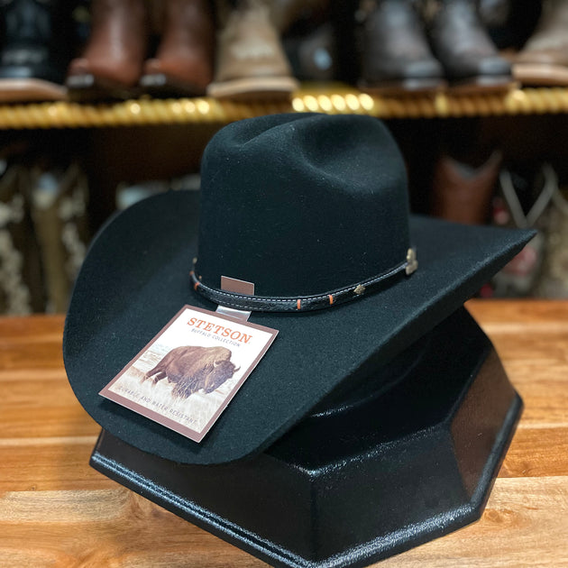 STETSON POWDER RIVER 4X BUFFALO FUR FELT HAT BLACK The Little Ranch
