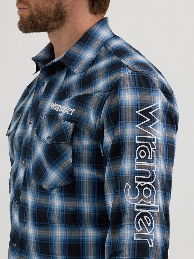 Wrangler® Logo Button-Down Plaid Shirt