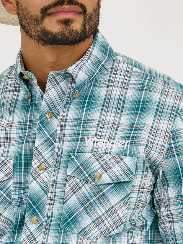 Wrangler Logo Button-Down Plaid Shirt