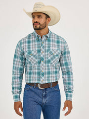 Wrangler Logo Button-Down Plaid Shirt