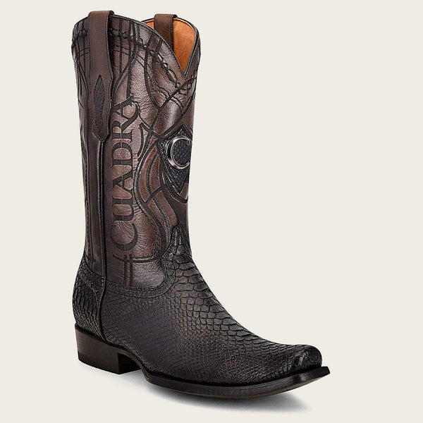 Cuadra Mens Engraved Black Python Leather Western Boot The Little Ranch