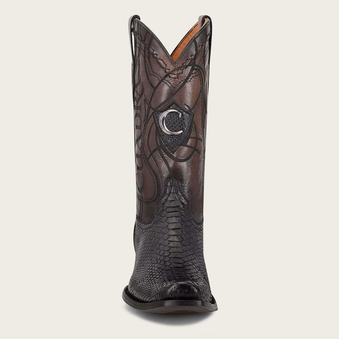 Cuadra Mens Engraved Black Python Leather Western Boot The Little Ranch