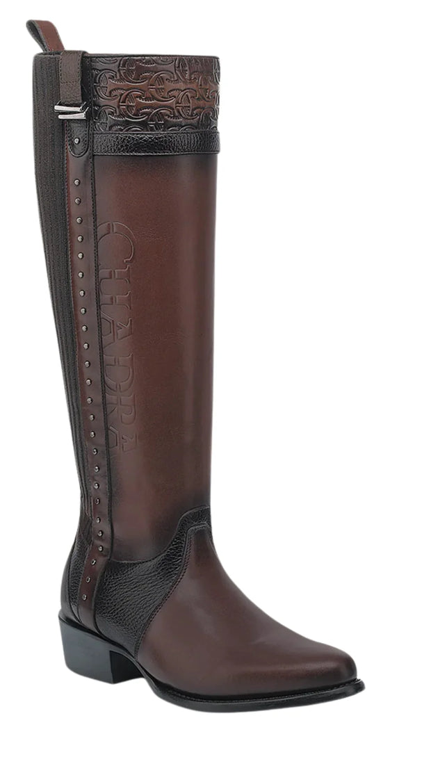 Cuadra CU879 LD Chocolate Laser & Woven Round Toe Cowgirl Boot