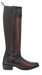 Cuadra CU879 LD Chocolate Laser & Woven Round Toe Cowgirl Boot