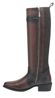 Cuadra CU879 LD Chocolate Laser & Woven Round Toe Cowgirl Boot