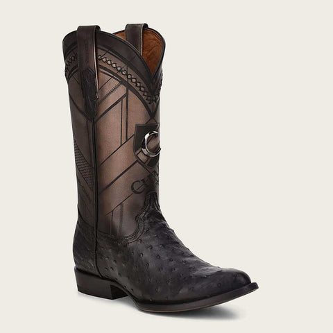 Cuadra Mens Engraved Ostrich Leather Western Boot