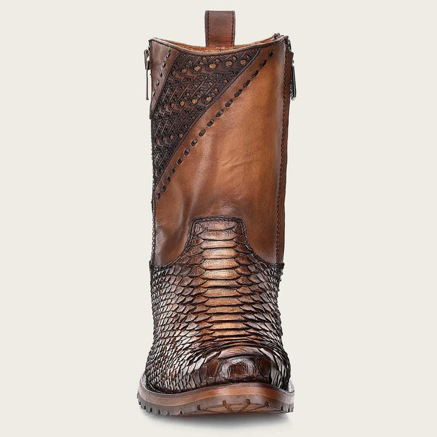 Cuadra Mens engraved honey python leather boot 2T1EPH