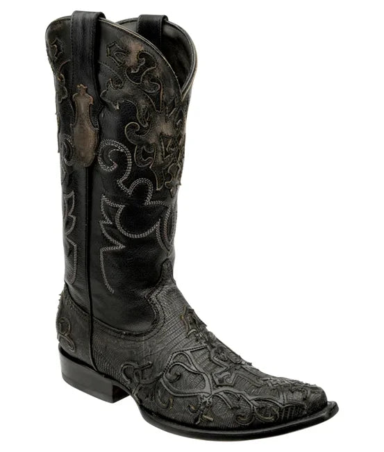 Cuadra Mens Genuine Lizard Teju Embroidered