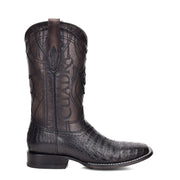 Cuadra Mens Wide Square Toe Fuscus Caiman Belly Boots 3Z1OFY Black