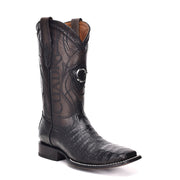 Cuadra Mens Wide Square Toe Fuscus Caiman Belly Boots 3Z1OFY Black