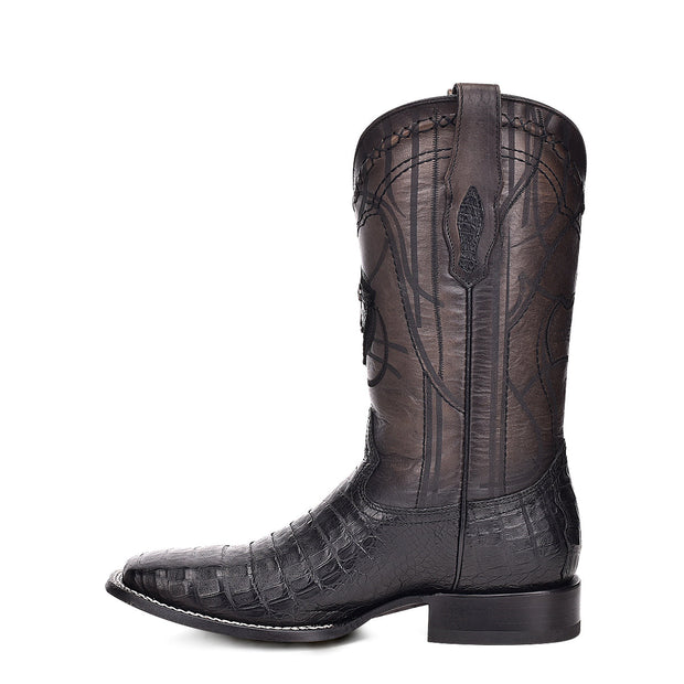 Cuadra Mens Wide Square Toe Fuscus Caiman Belly Boots 3Z1OFY Black