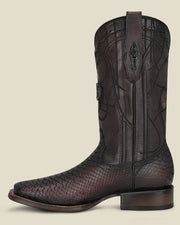 Cuadra Mens ENGRAVED MAHOGANY PYTHON WESTERN BOOTS CU746