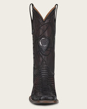 Cuadra Mens ENGRAVED MAHOGANY PYTHON WESTERN BOOTS CU746