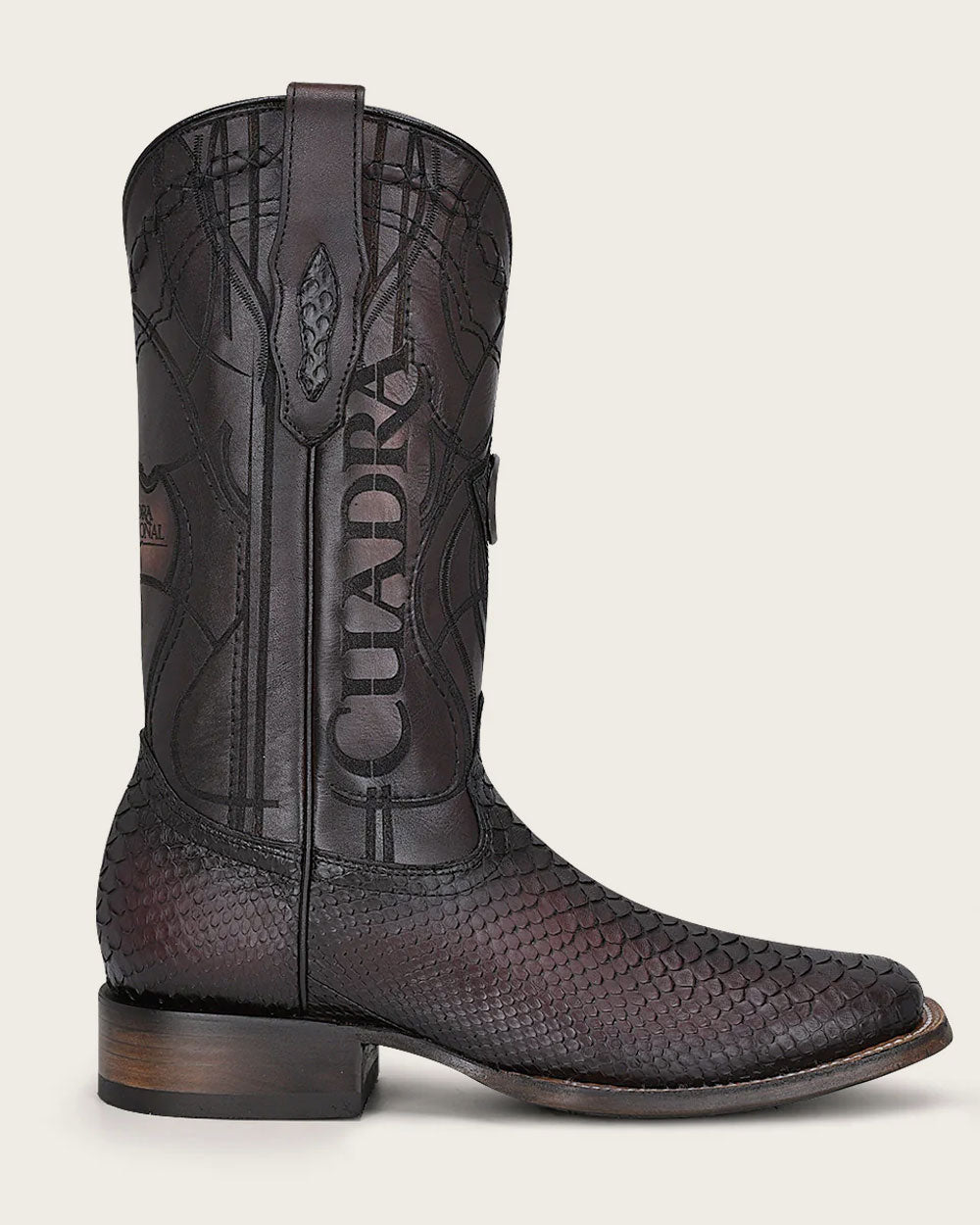 Cuadra Mens ENGRAVED MAHOGANY PYTHON WESTERN BOOTS CU746  display picture 3