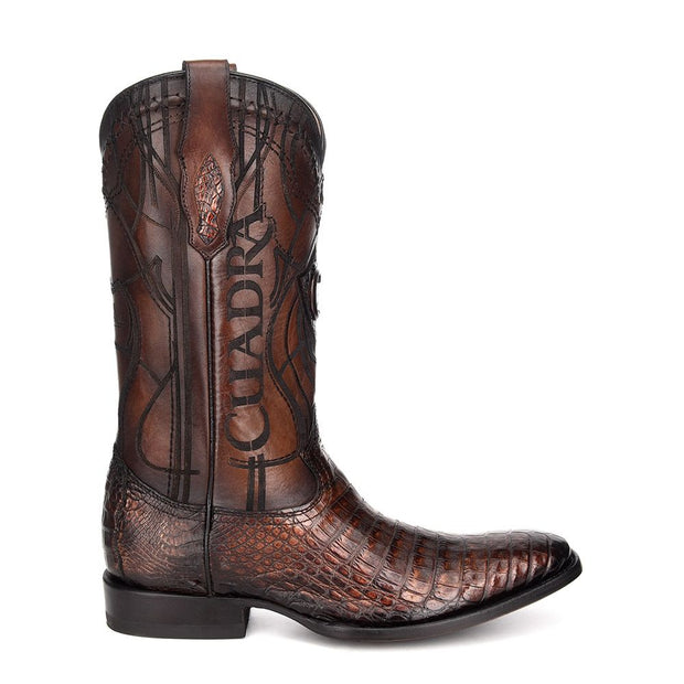 Cuadra brown dress cowboy exotic caiman leather boots for men