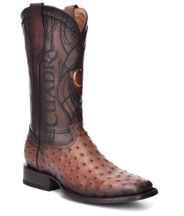 Cuadra Mens Cowboy Ostrich Boots Moroni Castano