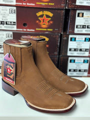 82BM LOS ALTOS BOOTS NOBUCK SHEDRON WIDE SQUARE TOE ANKLE BOTIN