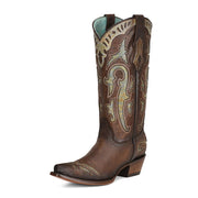 Corral Women's Embroidery Wing Tip Snip Toe Brown C3925