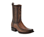 Cuadra Men's Ostrich Leather Moroni Chestnut Brown Western Boot CU804