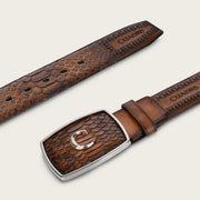 Cuadra Mens Honey Engraved Python Leather Western Belt