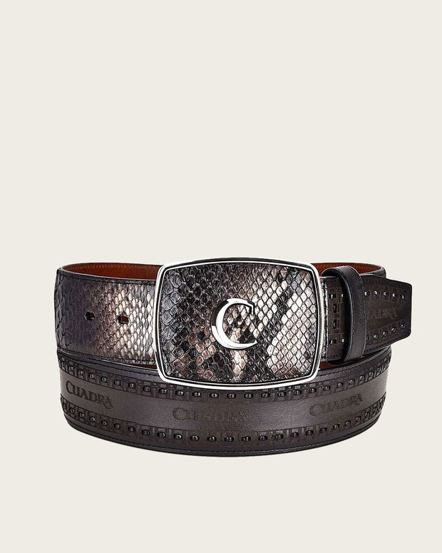 Cuadra Mens Black Western Python Belt BC235