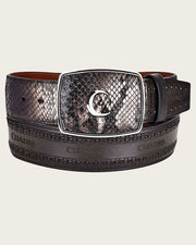 Cuadra Mens Black Western Python Belt BC235