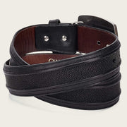 Mens Cuadra black leather western belt with genuine stingray leather CV9B4MA