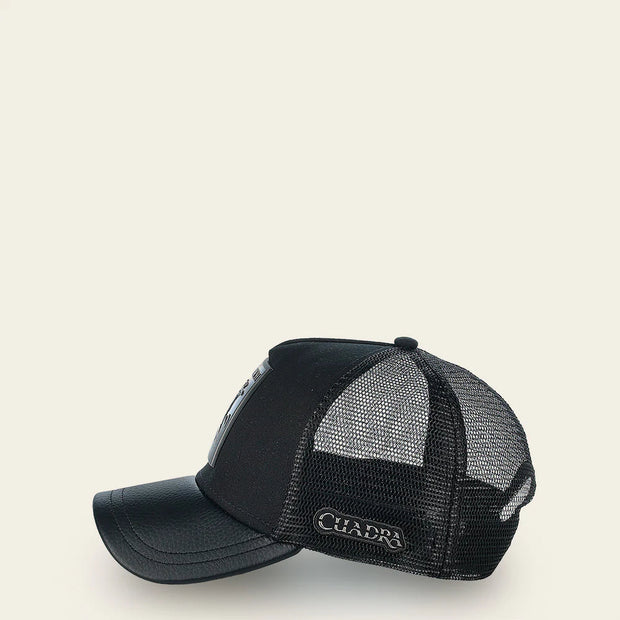 CC116 Cuadra Leather Hat Ostrich Patch Cap
