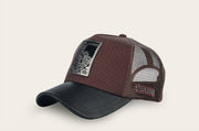 Cuadra Men's Python Metal Patch Leather Cap CC118 - Dark Brown