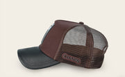 Cuadra Men's Python Metal Patch Leather Cap CC118 - Dark Brown