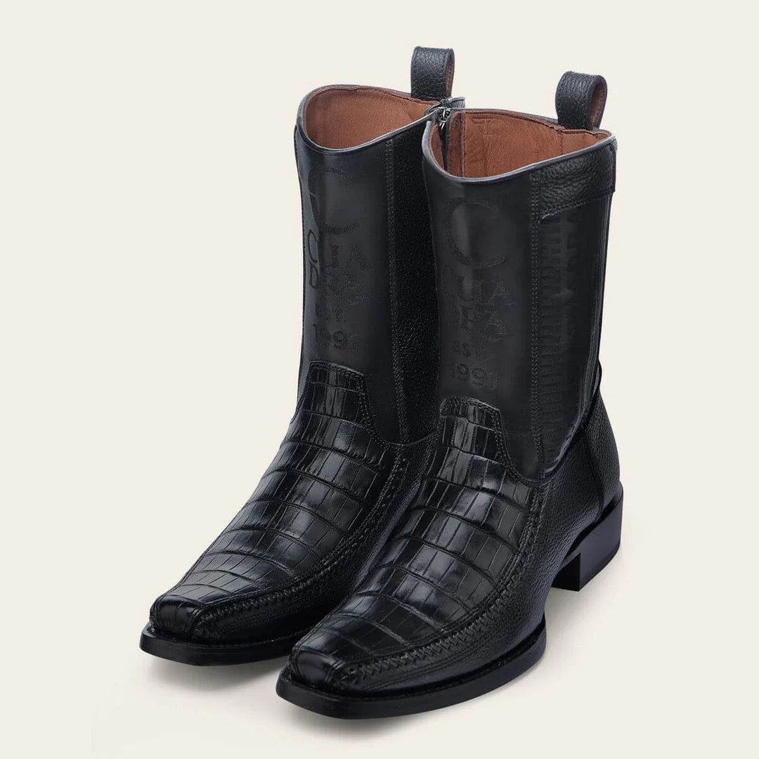 Cuadra Mens Engraved Black Fuscus Western Boots CU805 – The Little