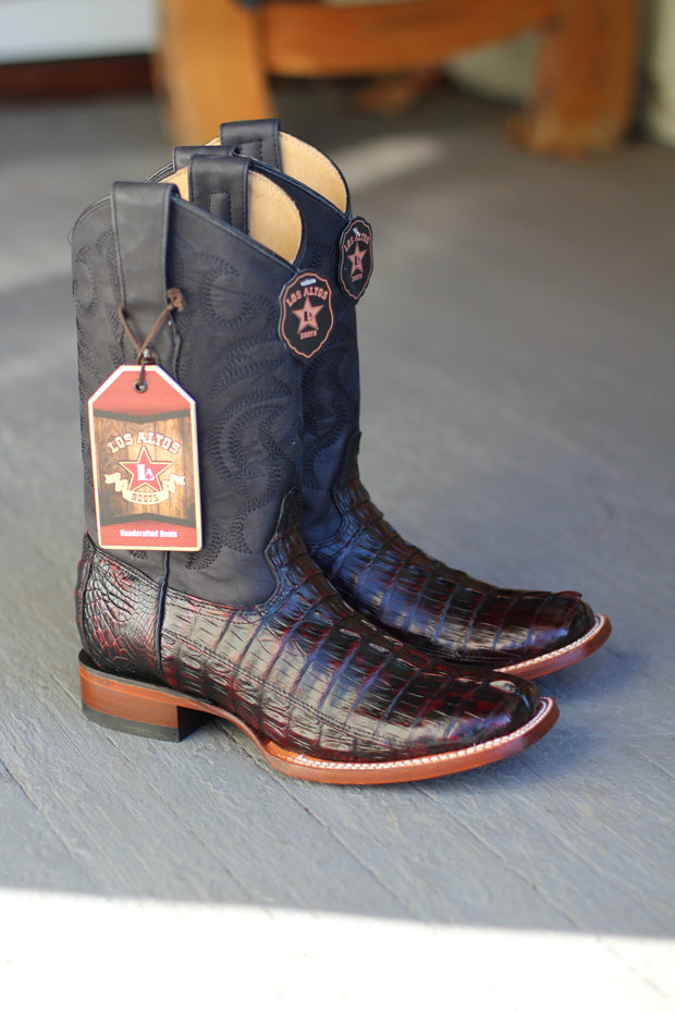 Los Altos Mens Boots Caiman Black Cherry