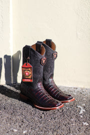 Los Altos Mens Boots Caiman Black Cherry