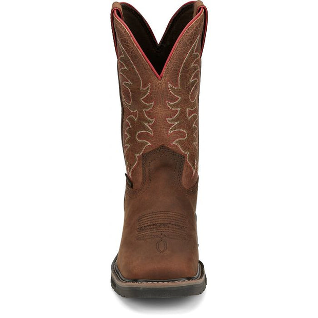 Justin Men's Driller II 11" Waterproof Western Work Boot -Brown- SE3116