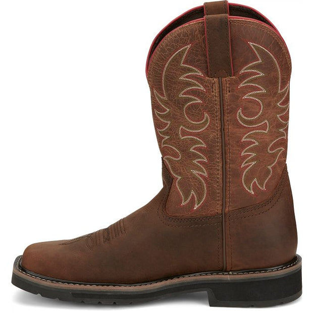 Justin Men's Driller II 11" Waterproof Western Work Boot -Brown- SE3116