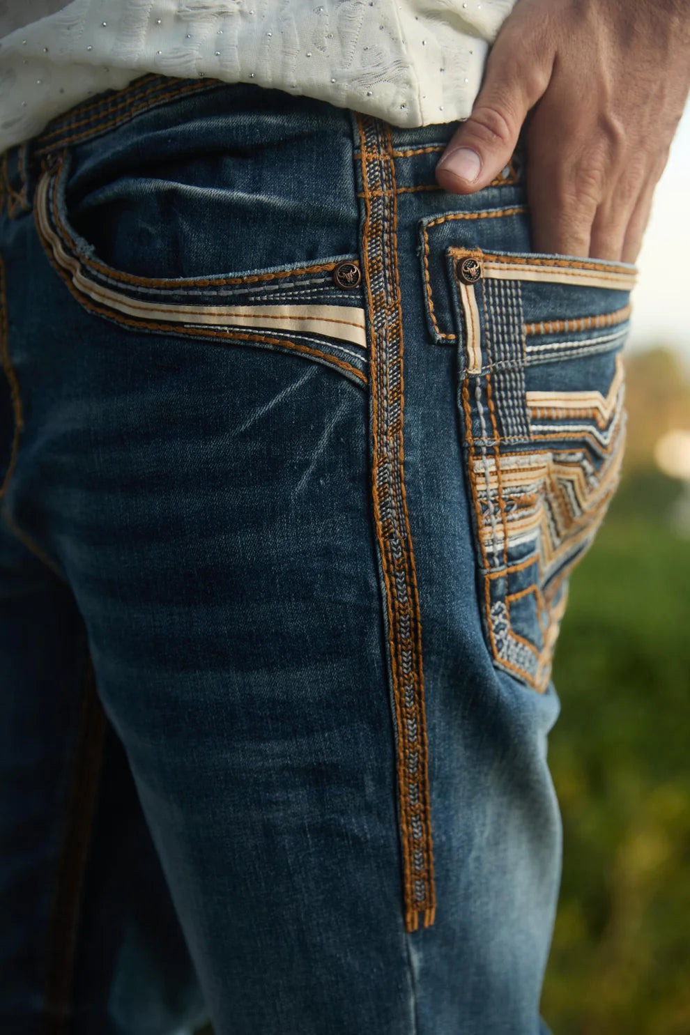 Platini Mens Blue Triple Stitch Signature Denim Pants PHD 10768