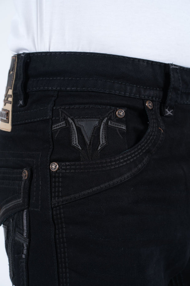 Platini Holt Men's Jet Black Slim Boot Cut Jeans