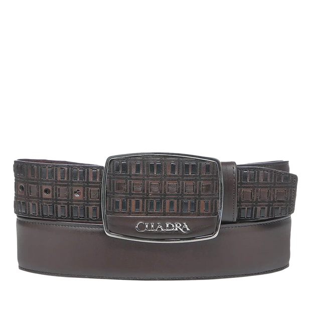 Cuadra Men's Embroidery Black Western Leather Belt BC401