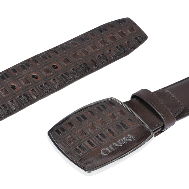 Cuadra Men's Embroidery Black Western Leather Belt BC401