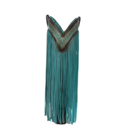 Corral Ladies Crystals & Lamb Fringe Turquoise Western Boots C4077