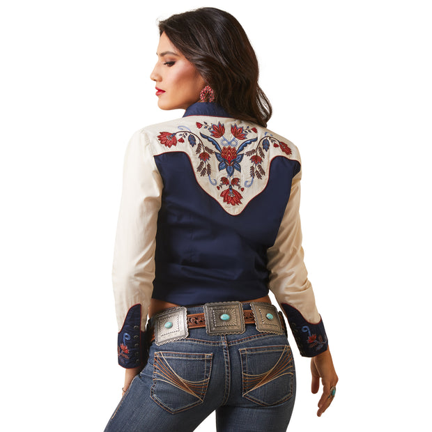 Ariat 10043688 Womens Loretta Shirt Navy Buttercream