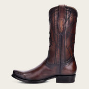 Western engraved brown boot