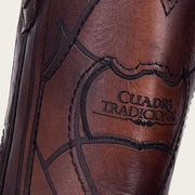 Western engraved brown boot