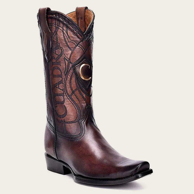 Western engraved brown boot