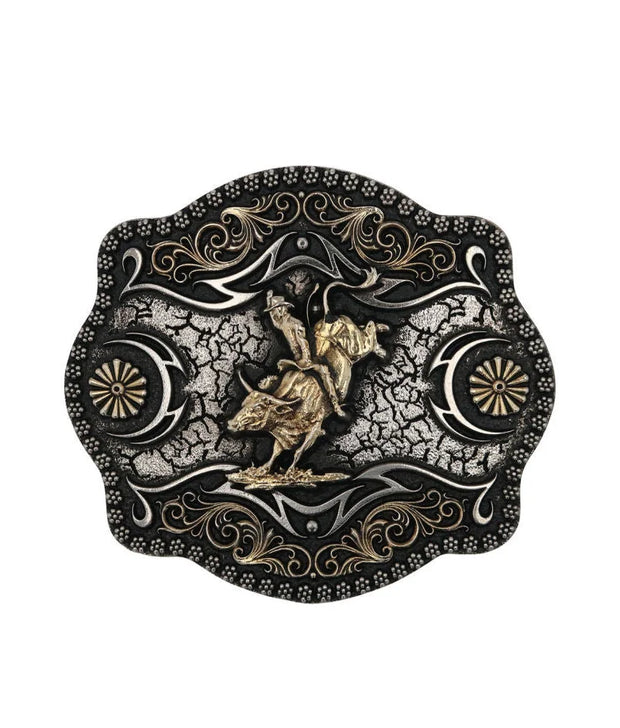 Montana Silversmiths A-Blaze Filigree Framed Bull Rider Attitude Belt Buckle