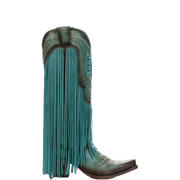 Corral Ladies Crystals & Lamb Fringe Turquoise Western Boots C4077