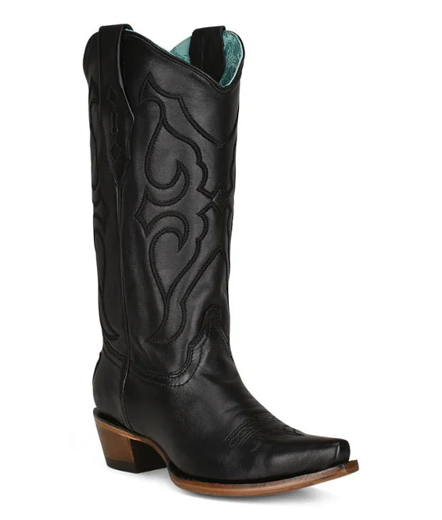 Corral Womens Matching Stitch Pattern & Inlay Western Boots - Snip Toe Black